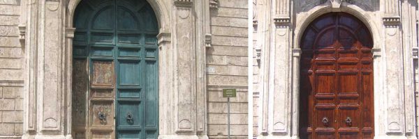 Wood Restoration Heritage Palazzo Torlonia before and after