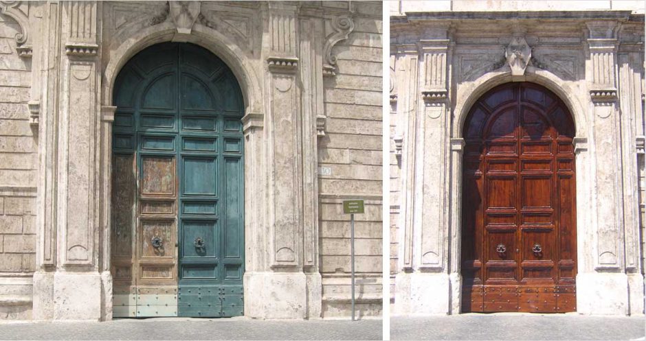 Wood Restoration Heritage Palazzo Torlonia before and after